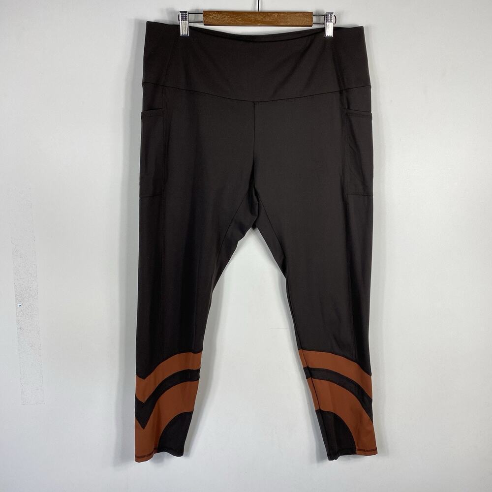 Chico's Leggings XL 3 16 18 Zenergy So Slimming Colorblock Brown
